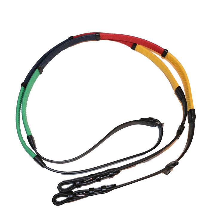 Multi Coloured Rubber Grip Training Reins