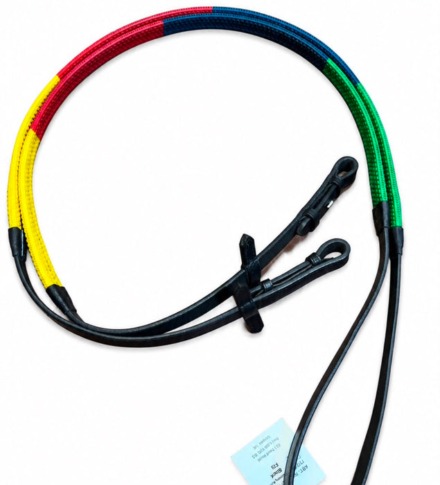Multi Coloured Rubber Grip Training Reins