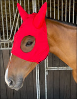 Lycra Racing Hood with Padded Ears For Horse - Red and Black