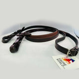 Leather Half Rubber Show Half Lined Reins Black Brown-Full Size