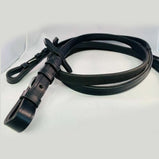 Leather Half Rubber Show Half Lined Reins Black Brown-Full Size