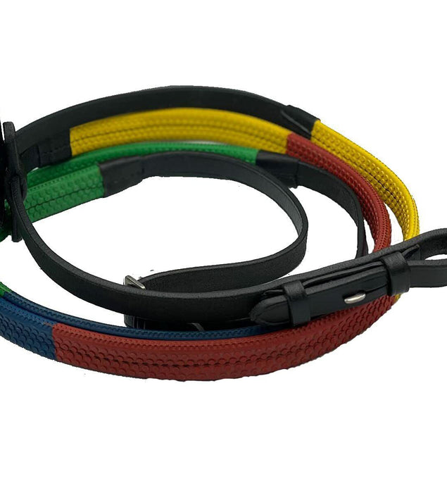 Multi Coloured Rubber Grip Training Reins