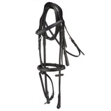 Premium Leather Fancy Bridle With Flash Noseband & Free Rubber Reins
