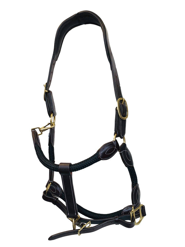 PREMIUM LEATHER, ROPE HALTER BLACK BROWN COB FULL-4125