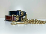 English Sedgwick Leather Show Lead Rein With Brass Chain & Loop Handle