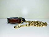 English Sedgwick Leather Show Lead Rein With Brass Chain & Loop Handle